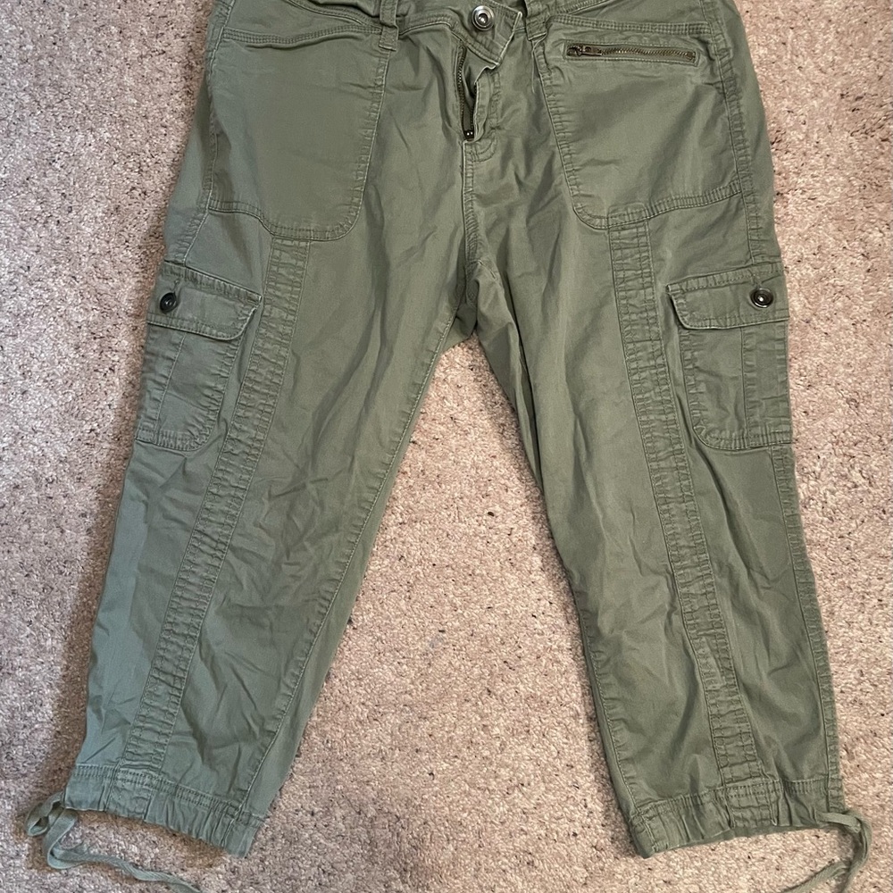 Faded Glory Green Cargo Pants with Adjustable Waistband